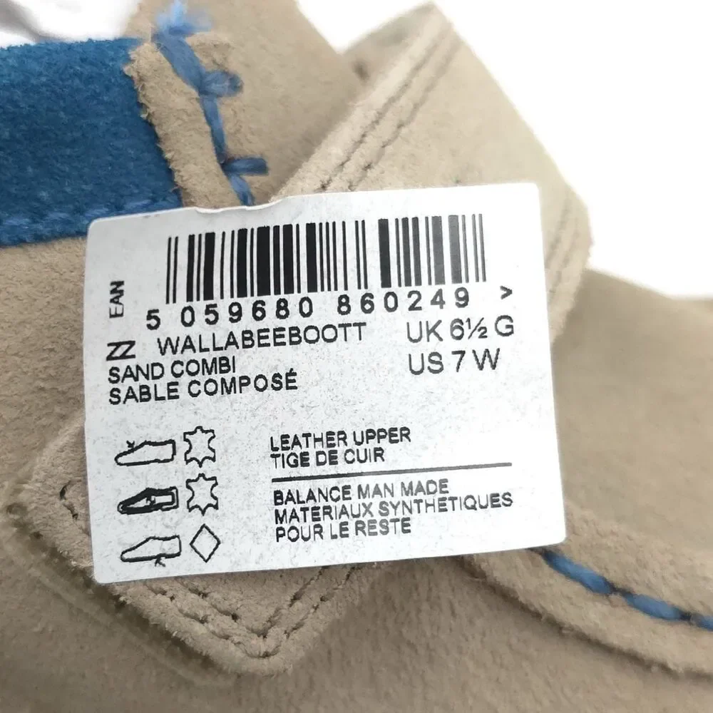 CLARKS New Wallabee Booties US 7W Big Kid Sand Combi LEATHER Toddler Shoes Suede